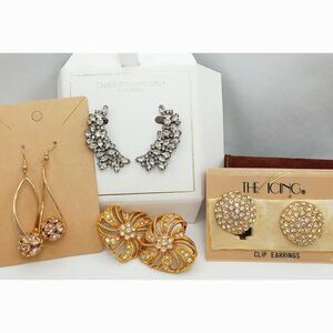 Jewelry LOT: 4 Prs Earrings Christian Siriano, ICING, Avon Hearts, Bling!